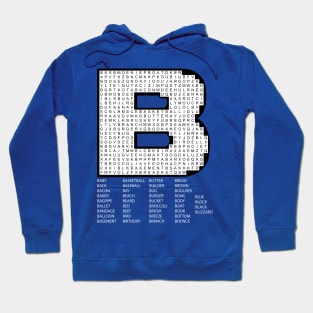 B Word Search Puzzle White Text Hoodie